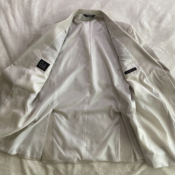 Jos A Bank Mens 42L Beige Cream Tailored Fit Sport Coat 2-Button Wool/Cotton GUC - Picture 4 of 12